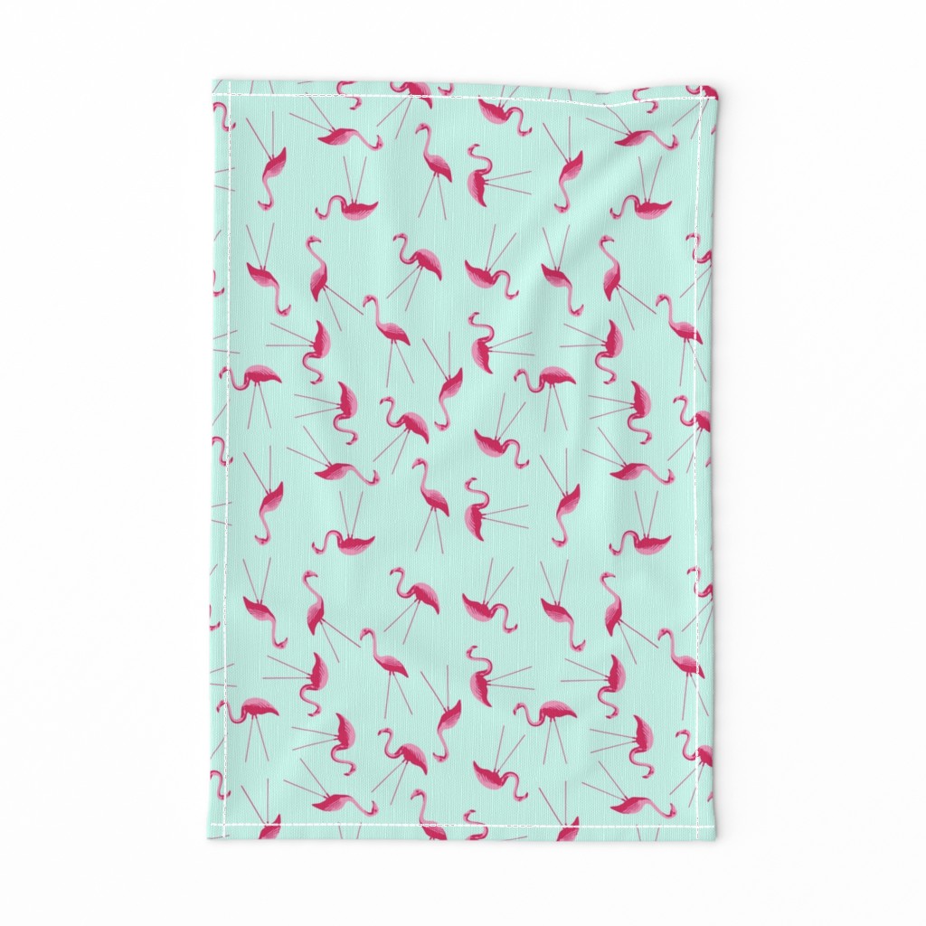 flamingos on mint