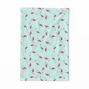 flamingos on mint