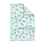 flamingos on mint