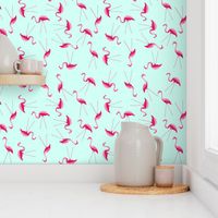 flamingos on mint