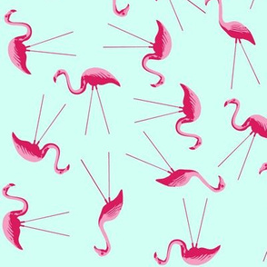 flamingos on mint