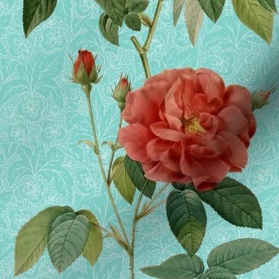 Antique_Roses_vertical_rows_on_Blue