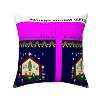 Nativity Holiday Gift Bag - pink/navy