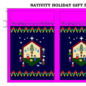 Nativity Holiday Gift Bag - pink/navy