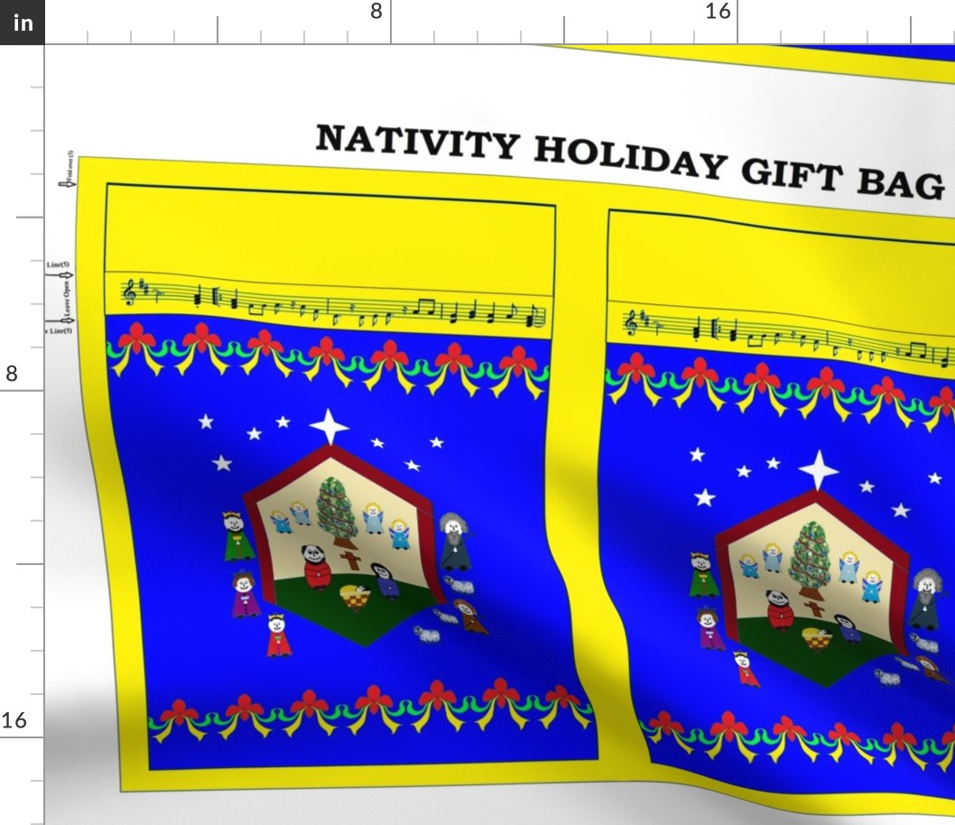 Nativity Holiday Gift Bag - yellow/royal blue