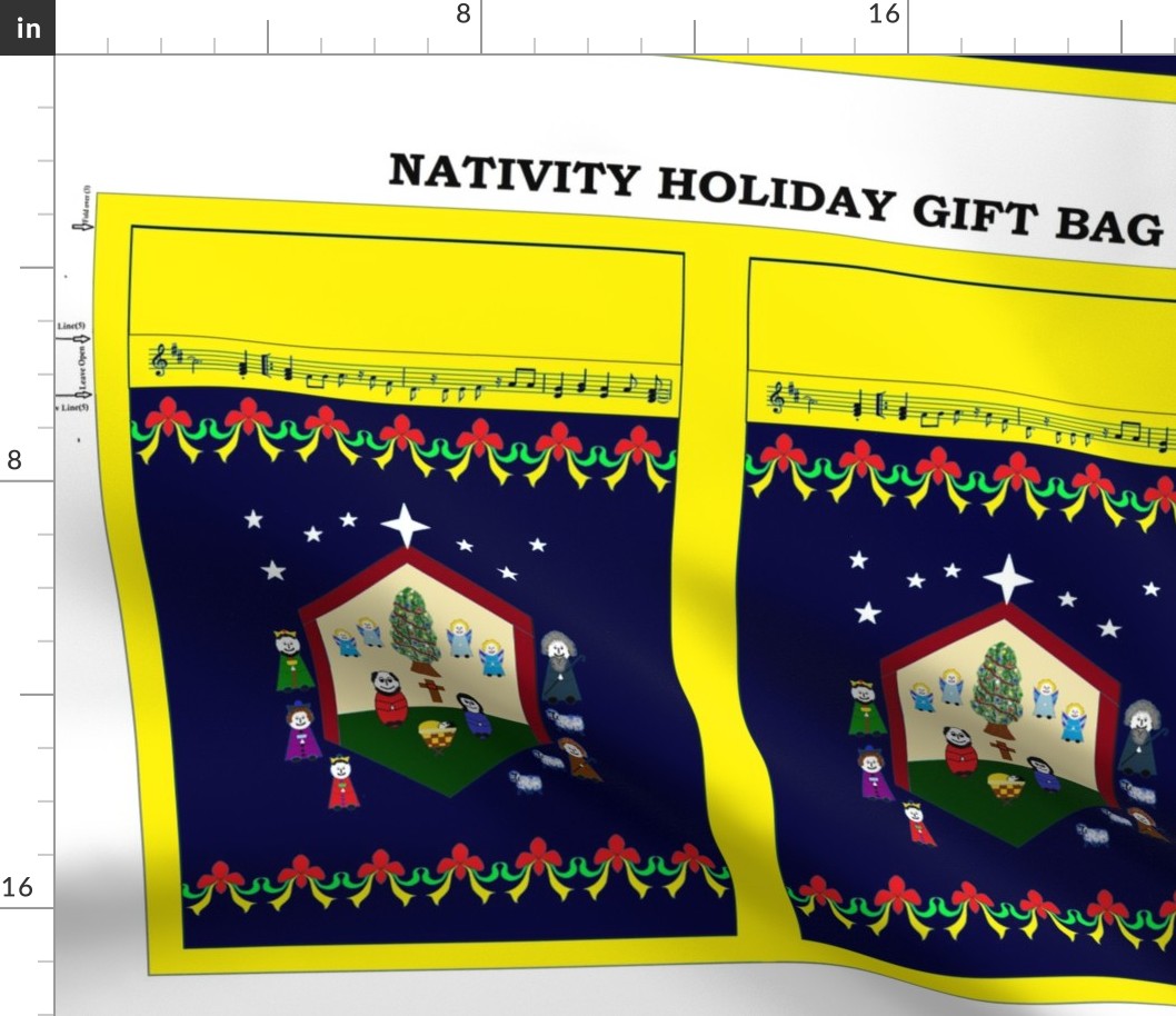 Nativity Holiday Gift Bag - yellow/navy