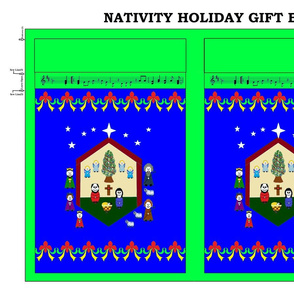 Nativity Holiday Gift Bag - green/royal blue