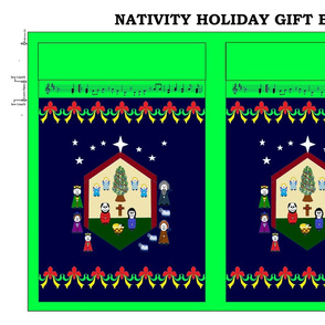 Nativity Holiday Gift Bag - green/navy