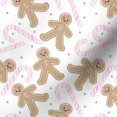 Gingerbread Girl with Pink Candy cane MEDIUM