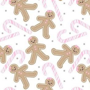 Gingerbread Girl with Pink Candy cane MEDIUM