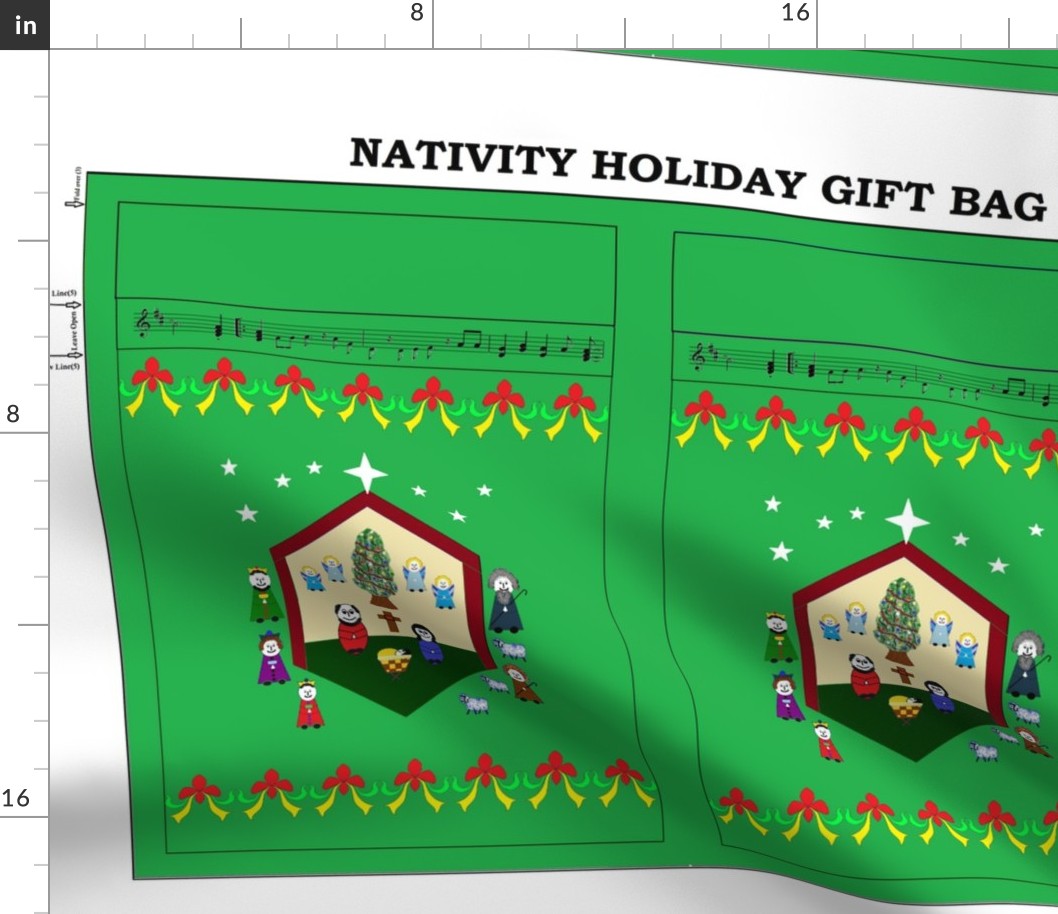 Nativity Holiday Gift Bag - green