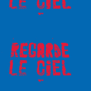 Look at the Sky - Regarde le Ciel, large red text