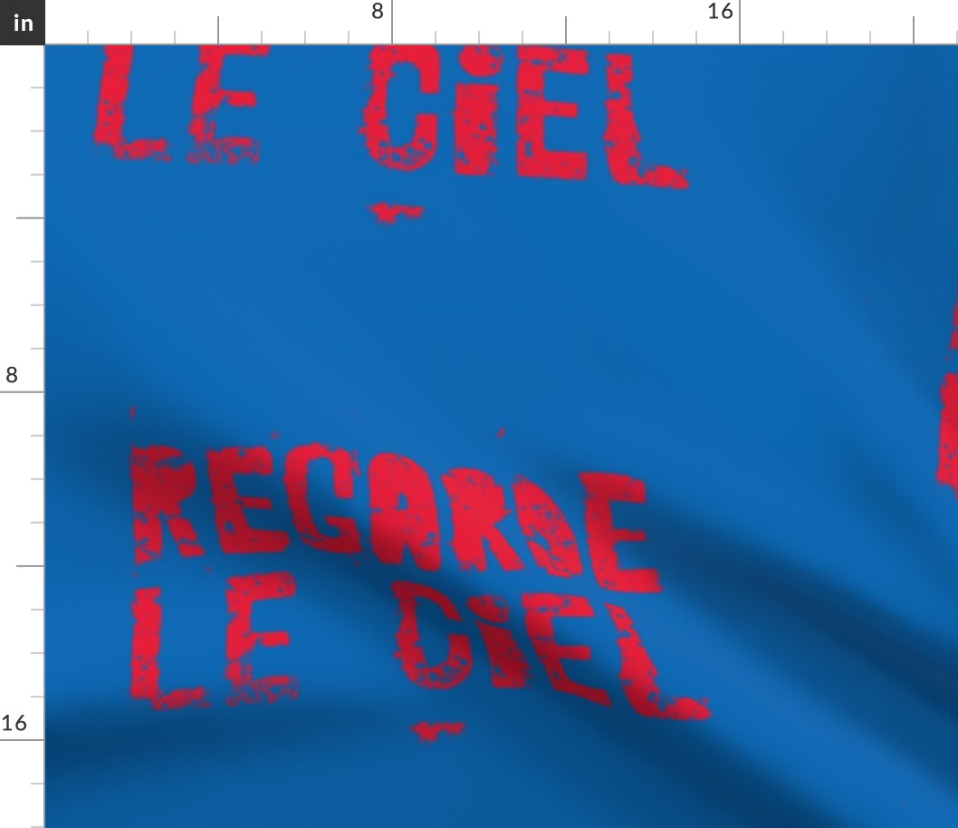 Look at the Sky - Regarde le Ciel, large red text