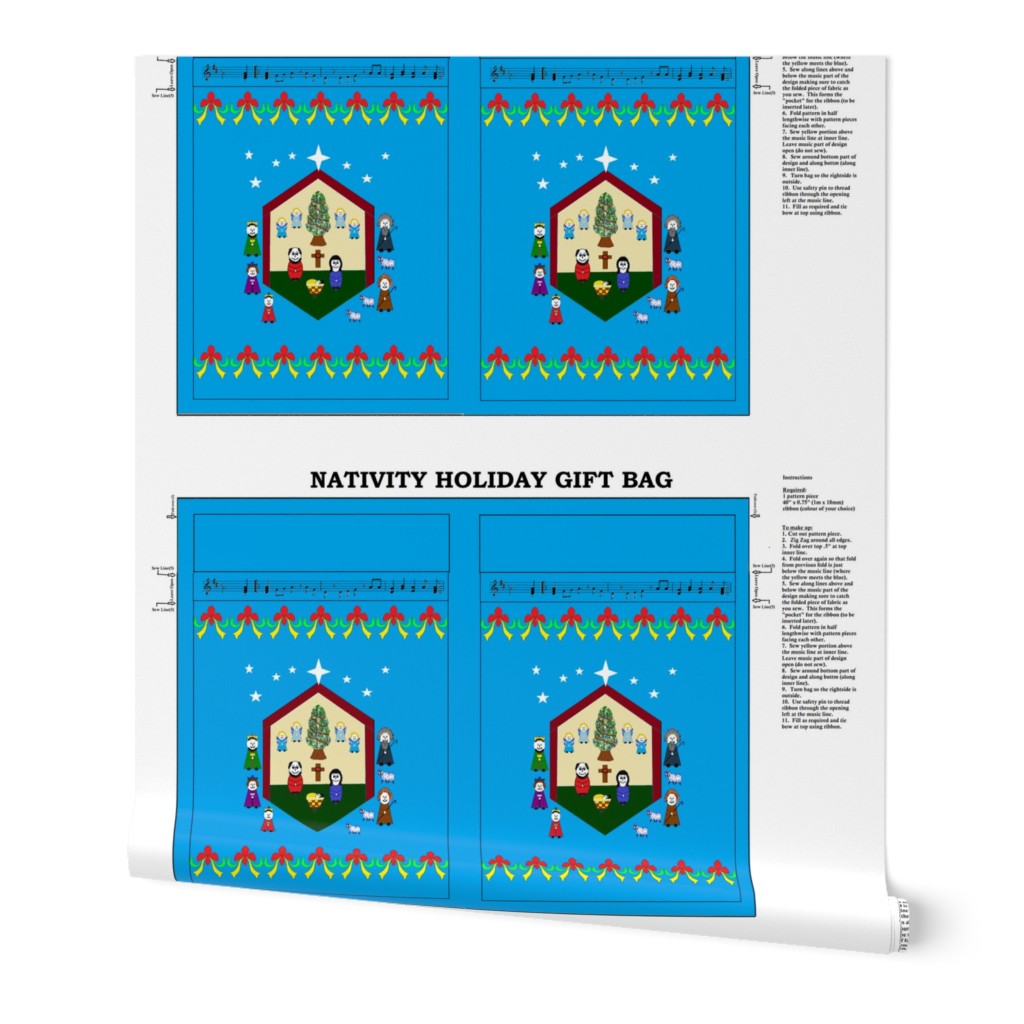 Nativity Holiday Gift Bag - blue