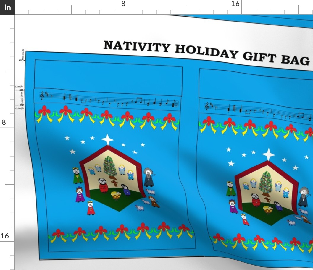 Nativity Holiday Gift Bag - blue