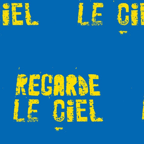 Look at the Sky - Regarde le Ciel, big yellow text