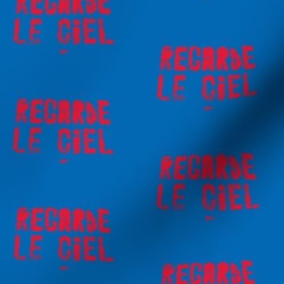 Look at the Sky - Regarde le Ciel, small red text