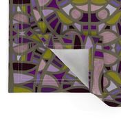 Stained glass windows in mustard + purples by Su_G_©SuSchaefer