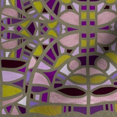 Stained glass windows in mustard + purples by Su_G_©SuSchaefer