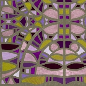 Stained glass windows in mustard + purples by Su_G_©SuSchaefer