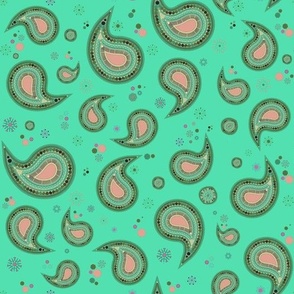 Paisley mint and peach