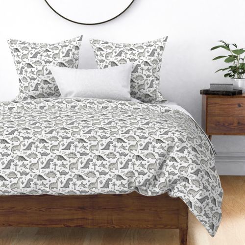 grey dinosaur bedding