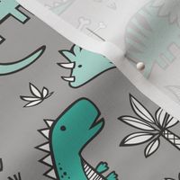 Dinosaurs on Grey