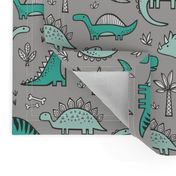 Dinosaurs on Grey