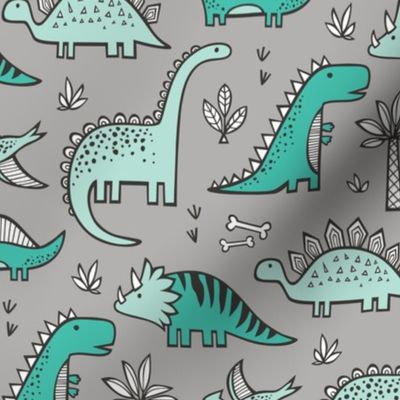 Dinosaurs on Grey