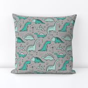 Dinosaurs on Grey