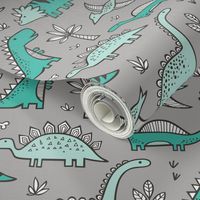 Dinosaurs on Grey