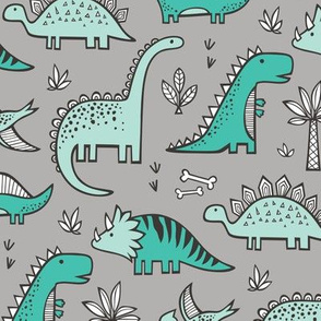 Dinosaurs on Grey