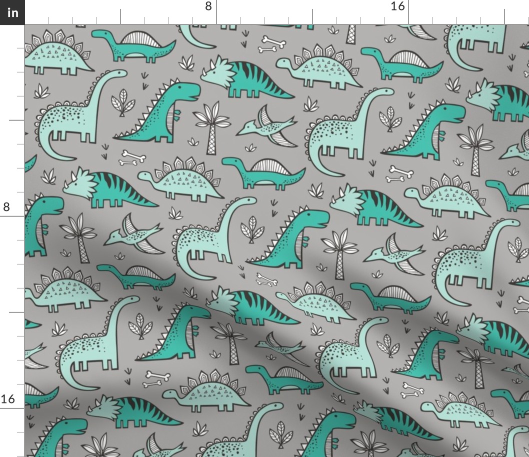 Dinosaurs on Grey