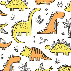 Dinosaurs in Orange Yellow