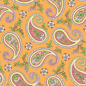 Sweet Paisley on Orange