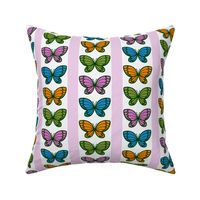 Butterflies Flying Stripes (White)