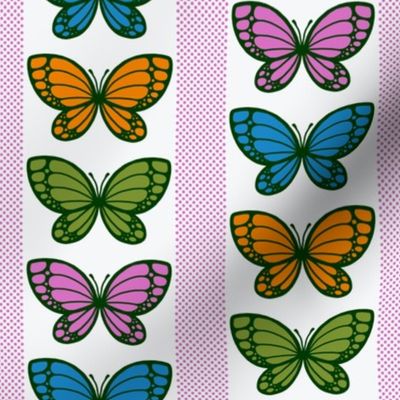 Butterflies Flying Stripes (White)