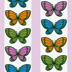 Butterflies Flying Stripes (White)