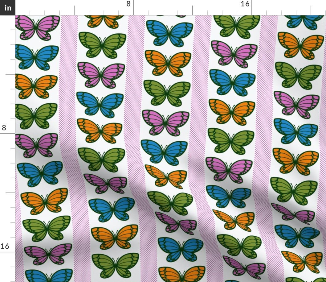 Butterflies Flying Stripes (White)