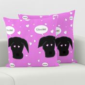 Black Lab Dog of Hearts in Pink