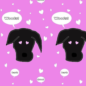 Black Lab Dog of Hearts in Pink