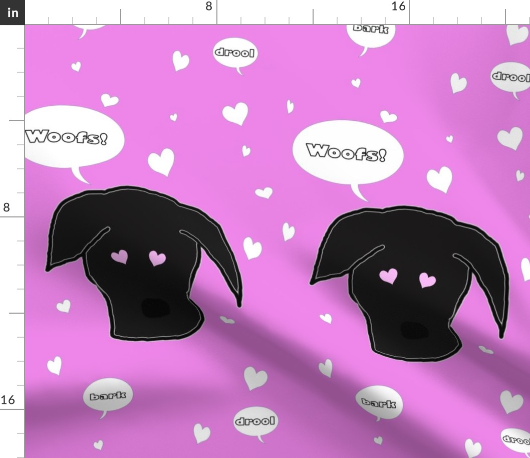 Black Lab Dog of Hearts in Pink