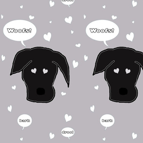 Black Lab Dog of Hearts in Grey