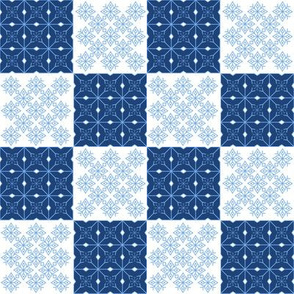 snowflake checkerboard blue