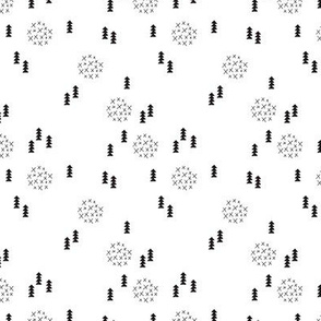 Scandinavian style christmas trees geometric woodland print in black and white XS
