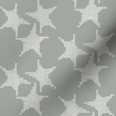 cross stitch stars on grey