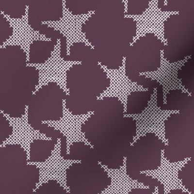 cross stitch stars on deep purple