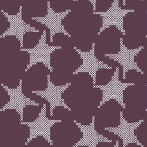 cross stitch stars on deep purple