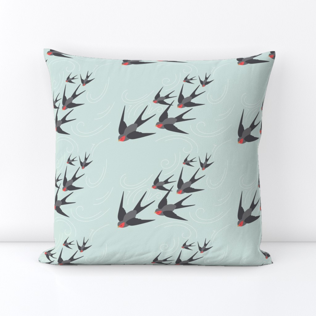 Diving Swallows in Mint