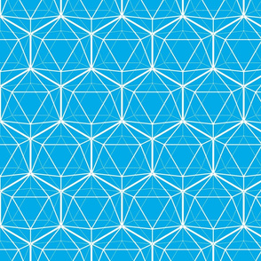 Icosahedron White on Bright Blue